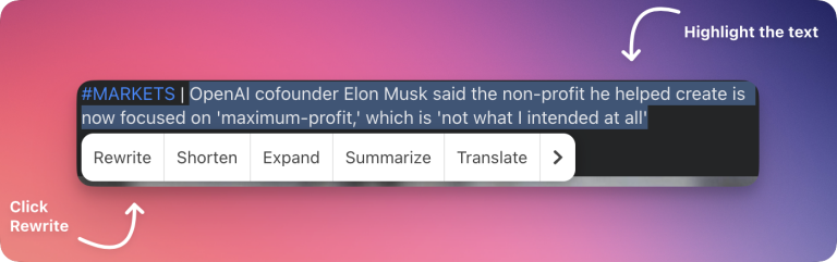 Screenshot from How to Use the Rewrite Function in Bettertext: A Guide and Benefits