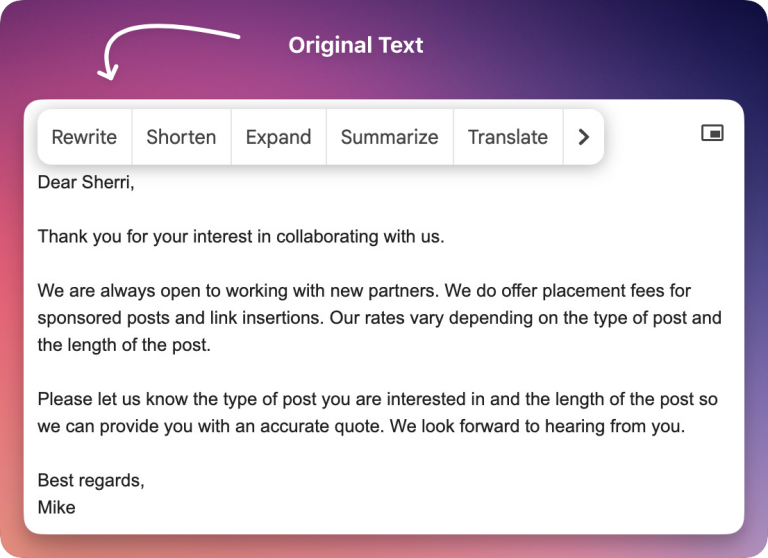 Screenshot from How to Use the Bettertext Shorten, Expand, and Summarize Features