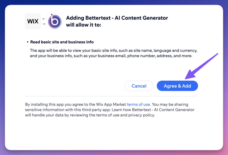 Screenshot from How to Install BetterText on Wix?